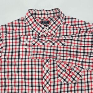 Disney Cruise Line Men's Plaid Button Down Shirt Anchor Pocket Medium VGUC